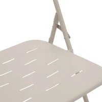 Ensemble bistrot pliable 3-pièces en acier, avec 2 chaises + 1 table, Beige(m-13)