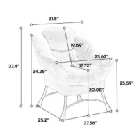 Fauteuil lounge avec pouf, accoudoirs et une poche latérale, revêtement en flanelle, 69,9x64,0x95,0 cm, Rose(m-3)