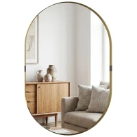 HOMCOM Wall Mirror, Bathroom Mirror with Elevated Aluminium Alloy Frame, 60 x 90 cm, Gold Tone(m-10)