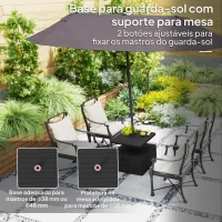 Outsunny Base para Chapéu de Sol Exterior 3 em 1 Mesa Auxiliar Ajustável Vaso Recarregável com Areia 80 kg Preto(m-4)