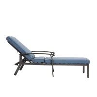 Chaise-lounge-patio avec dossier réglable, 204x58x100/30 cm, Bleu(m-6)