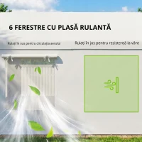 Outsunny Adăpost Auto Cort Garaj Protecție UV30+ Înălțime Reglabilă 6 Ferestre cu Plasă 3x6m Alb(m-6)
