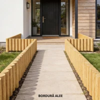 Outsunny Panou decorativ gard de grădină din lemn, rezistent și ușor de instalat pentru patio, gazon, alee 176x38 cm natural(m-4)