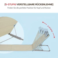 Outsunny Set 2 Șezlonguri de Plajă Pliabile cu Spătar Reglabil și Tetieră, 53x124x35-45 cm, Bej și Albastru(m-4)