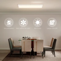 HOMCOM Juego de 4 Lámparas de Techo Color Regulable con Interruptor DIP y de Pared 3000K/4000K/6000K 60x30x3,7 cm Blanco(m-6)