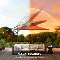 Outsunny 3 m Overhanging Cantilever Parasol, with Cross Base - Orange(m-6)