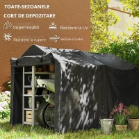 Outsunny Cort garaj, cort garaj impermeabil cu ușă, rezistent la UV 220 x 157 x 165 cm Negru(m-7)