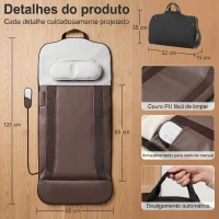 HOMCOM Colchão de Massagem Corporal com Aquecimento e Comando, Dobrável, 120x52x9 cm Castanho e Branco(m-7)