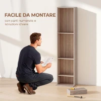 HOMCOM Scaffale Porta CD con 6 Ripiani Regolabili, Capacità di 260 CD/120 DVD, 33x24x140 cm, Color Legno(m-7)