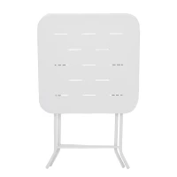Ensemble bistrot pliable 3-pièces en acier, avec 2 chaises + 1 table, Blanc(m-11)