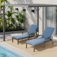 Chaise-lounge-patio avec dossier réglable, 204x58x100/30 cm, Bleu(m-4)