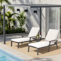Chaise-lounge-patio avec dossier réglable, 204x58x100/30 cm, Beige(m-4)