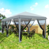 Outsunny Tonnelle Barnum Pliant Pop-up 6 x 3 m moustiquaires amovibles + Sac de Transport Gris(m-9)