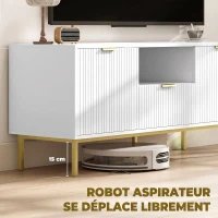 HOMCOM Meuble TV, meuble télé pour 50 pouces avec 2 portes à fermeture douce, tiroir et compartiment ouvert, 120x39x54cm, blanc(m-7)