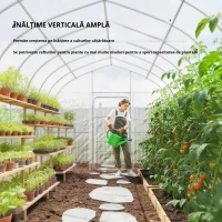 Outsunny Seră tunel cu învelitoare PO, 2 uși cu balamale, seră încălzită cu structură optimizată, transparentă(m-4)
