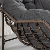 Fauteuil œuf à bascule avec coussin d'assise épais, Intérieur & Extérieur Fauteuil basculant confortable, 111x94,5x80 cm, Gris foncé(m-5)