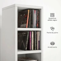 HOMCOM Mobile Libreria Porta CD a 12 Ripiani per 204 CD, in MDF e Truciolato, 21x20x175 cm, Bianco(m-5)