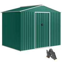 Outsunny Cobertizo de Jardín Exterior 3,6 m² 236x171x191 cm con Puertas Correderas y Ranuras de Ventilación Verde(m-10)