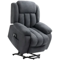 HOMCOM Power Lift Recliner Chair with Vibration Massage, Lift Chair for Elderly with Footrest, Remote, Side Pocket, Dark Grey(m-1)