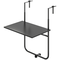Outsunny Balkontafel, voor leuningen met een dikte van 6-15 cm, verstelbaar, inklapbaar, roestvrij metaal, 62x60x85,5 cm, Zwart