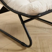 Fauteuil lounge d'extérieur avec pouf, coussin rembourré, tissu sling, structure en acier, Blanc(m-8)