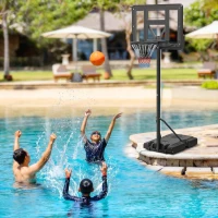 SPORTNOW Coș de Baschet Reglabil pentru Grădină și Piscină cu Bază Umplibilă, 110x75x195-370 cm, Negru(m-8)