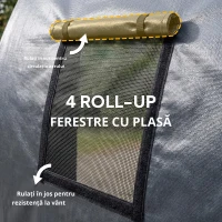 Outsunny Garaj Exterior pentru Mașină 3x6 m Impermeabil cu Țesătură PE Rezistentă Cadru din Metal Galvanizat UPF 30+ Gri Închis(m-6)