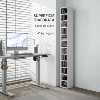 HOMCOM Mobile Libreria Porta CD a 12 Ripiani per 204 CD, in MDF e Truciolato, 21x20x175 cm, Bianco(m-7)