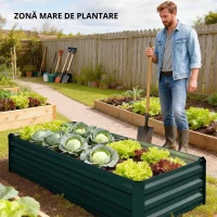 Outsunny Ghiveci dreptunghiular pentru grădină din oțel galvanizat margine de siguranță și fund deschis 150x70x30cm verde(m-5)