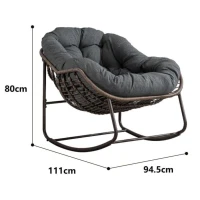 Fauteuil œuf à bascule avec coussin d'assise épais, Intérieur & Extérieur Fauteuil basculant confortable, 111x94,5x80 cm, Gris foncé(m-3)