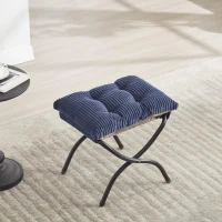 Fauteuil lounge avec pouf, accoudoirs et une poche latérale, revêtement en flanelle, 69,9x64,0x95,0 cm, Bleu marine(m-7)