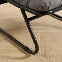 Fauteuil lounge d'extérieur avec pouf, coussin rembourré, tissu sling, structure en acier, Gris(m-8)