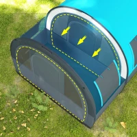 Outsunny Cort de Camping pentru 3 Persoane, Impermeabil, cu Zonă de Dormit și Zonă de Zi, din Poliester, 480x260x200 cm, Gri și Albastru(m-8)
