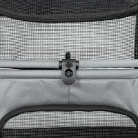 PawHut Carrito para Perros Plegable con 3 Ruedas Ventanas de Malla Cojín Lavable Todo Terreno Carga 20 kg 92x63x95 cm Gris(m-10)