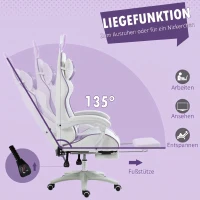 Vinsetto Sedia Gaming con Orecchie da Coniglio, Poggiapiedi, Cuscini, Reclinabile e Altezza Regolabile, Viola(m-6)