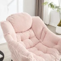 Fauteuil lounge avec pouf, accoudoirs et une poche latérale, revêtement en flanelle, 69,9x64,0x95,0 cm, Rose(m-10)