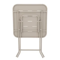 Ensemble bistrot pliable 3-pièces en acier, avec 2 chaises + 1 table, Beige(m-10)