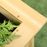 Outsunny Jardinera Elevada de Madera Macetero Exterior en Forma de L con Tela no Tejido Huerto Urbano 120x120x50 cm Natural(m-8)
