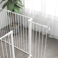 PawHut 6 Panels Foldable Dog Playpen, Puppy Pen Crate with Door - White(m-10)