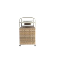 Bar roulant d'extérieur avec bac à glaçons, roulettes verrouillables, pour jardin, bord de piscine et arrière-cour, 131x50x91 cm, Beige(m-5)