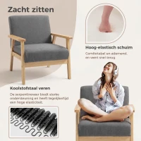 HOMCOM Fauteuil comfortabel groot formaat met kussens, 64B x 70T x 72H cm, Grijs(m-5)