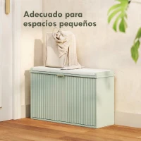 HOMCOM Banco Zapatero con Asiento Acolchado Cajón Abatible Estante Ajustable para Entrada Dormitorio 80x26x47,5 cm Verde Claro(m-4)