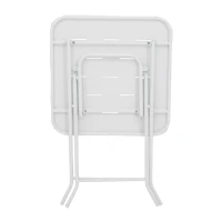 Ensemble bistrot pliable 3-pièces en acier, avec 2 chaises + 1 table, Blanc(m-10)