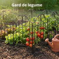 Outsunny Set cu 4 garduri metalice de grădină 125x57 cm cu design arcuit, rezistente, ușor de montat pentru patio, gazon, negru(m-4)