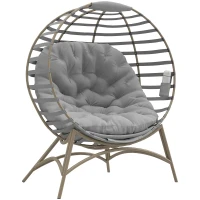 Outsunny Egg Chair with Cushion & Side Pocket - Light Grey(m-9)