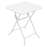 Ensemble bistrot pliable 3-pièces en acier, avec 2 chaises + 1 table, Blanc(m-9)