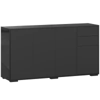 HOMCOM Mobile buffet con 2 cassetti, 4 ante e ripiano regolabile, 140x36x74 cm, nero(m-1)