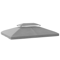 Outsunny Toldo de Recambio 4x3 m con Techo Doble Orificios de Drenaje y Protección UV Solo Toldo NO Incluye Marco Gris Claro