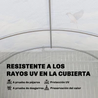 Outsunny Invernadero de Túnel 6x3x2 m con 3 Puertas Enrollables 6 Ventanas de Malla y Estructura de Acero Galvanizado Blanco(m-6)