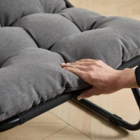 Fauteuil lounge d'extérieur avec pouf, coussin rembourré, tissu sling, structure en acier, Gris(m-10)